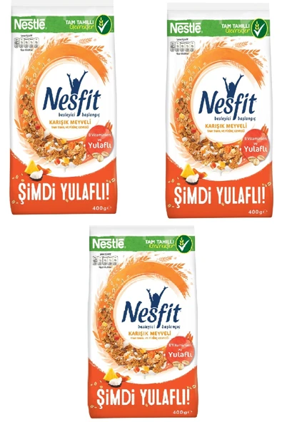 Nesfit Karışık Meyveli Kahvaltılık Gevrek 400 gr X 3 Adet ürün görseli 1