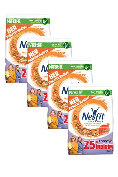 Nesfit Karışık Meyveli Kahvaltılık Gevrek 400 g 4'Lü Set ürün görseli 1