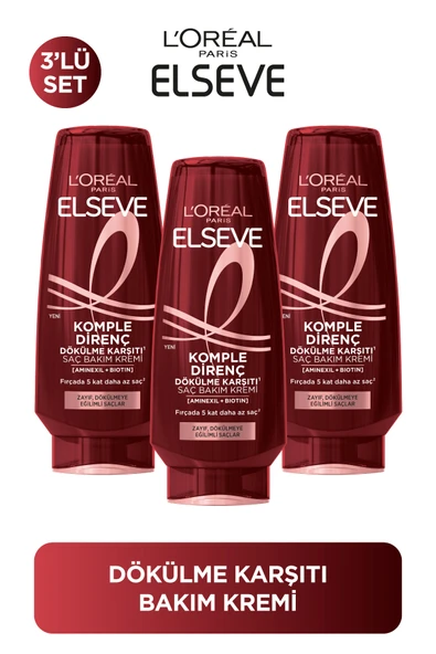 Komple Direnç Dökülme Karşıtı Saç Bakım Kremi 250 ml 3'lü Set ürün görseli 1