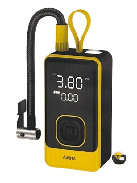 Auhma A9911 Dijital LCD Ekranlı Dahili Led Fenerli 4000 MAH Hava Kompresörü / Powerbank Özellikli Şişirme Pompası ürün görseli 1