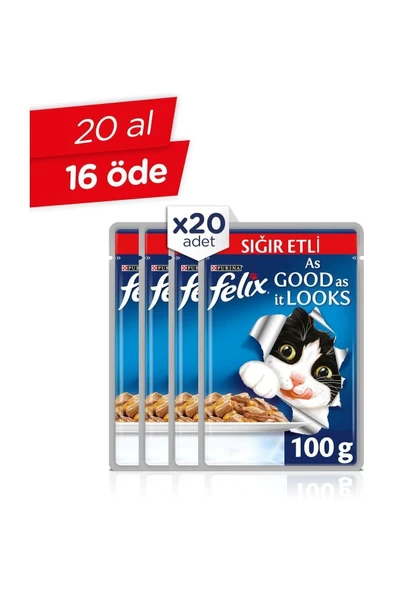 Sığır Etli Yetişkin Kedi Pouch 20 Adet ürün görseli 1
