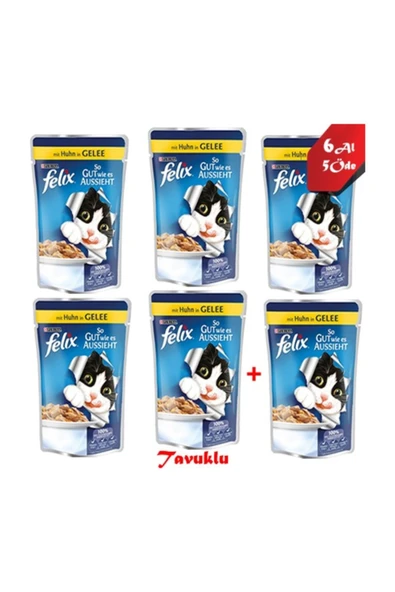 Yetişkin Kediler Tavuklu Yaş Kedi Maması Pouch 6al 5öde ürün görseli 1