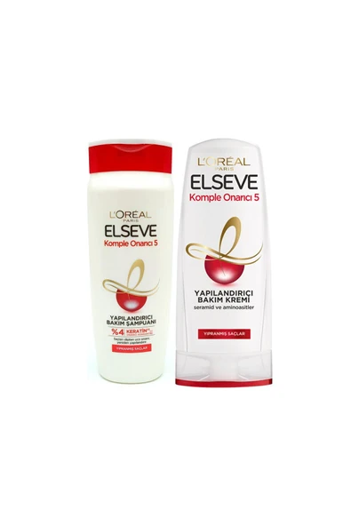 Elseve Komple Onarıcı 5 Şampuan 375 ml + Saç Kremi 375 ml ürün görseli 1