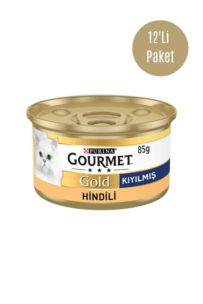Gold Kıyılmış Hindi Etli Konserve Yetişkin Kedi Maması 12 X 85 G ürün görseli 1