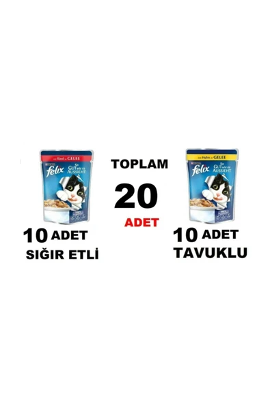 Pouch 20 Adet X (10-sığır Etli +10-tavuklu) Kedi Yaş Mama ürün görseli 1