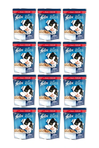Purina Felix Sığır Etli Pouch Yaş Kedi Maması 12al 10öde ürün görseli 1