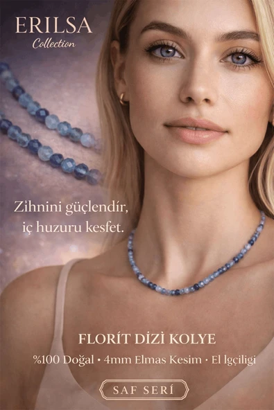 Sertifikalı Florit Dizi Kolye - 4mm Elmas Kesim Minimal Seri Doğal Taş Kolye Kadın ürün görseli 1
