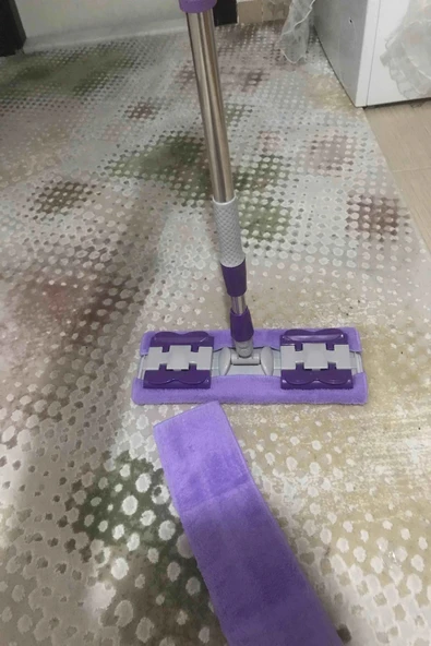 Teleskobik Cam Yer Tavan Silme - İstediğin Bezi Tak Kullan - 4 Mandallı -Yedek Bezli Mop Seti ürün görseli 1