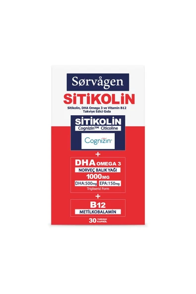 SİTİKOLİN, DHA OMEGA 3 VE B12 (30 KAPSÜL) ürün görseli 1