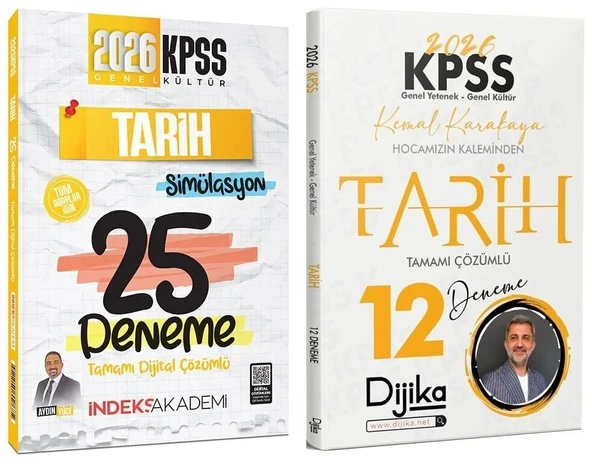 İndeks + Dijika 2026 KPSS Tarih 25 + 12 Deneme 2 li Set - Aydın Yüce, Kemal Karakaya İndeks Akademi + Dijika Yayıncılık ürün görseli 1