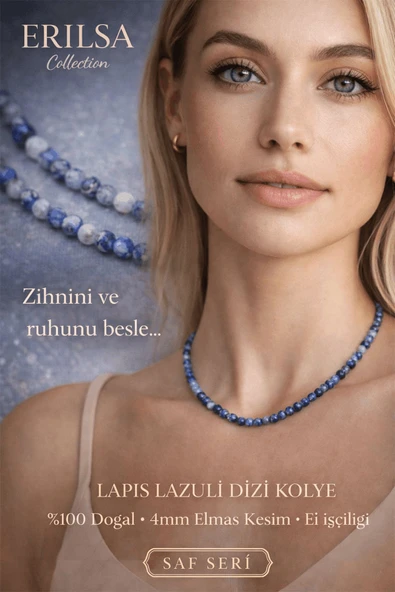 Sertifikalı Lapis Lazuli Dizi Kolye - 4mm Elmas Kesim Minimal Seri Doğal Taş Kolye ürün görseli 1