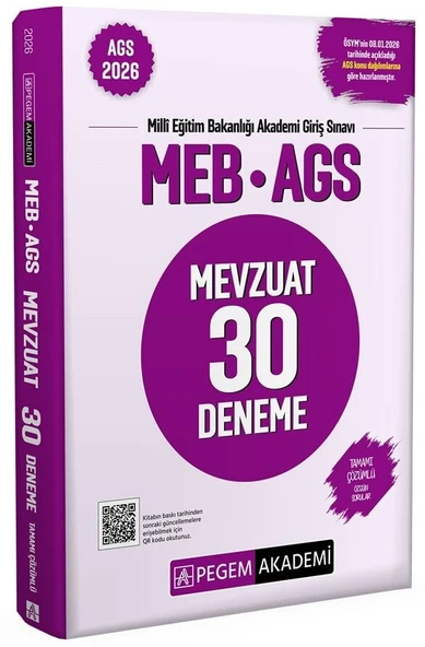 YENİ AGS - Pegem 2026 MEB-AGS Mevzuat 30 Deneme Çözümlü Pegem Akademi Yayınları ürün görseli 1
