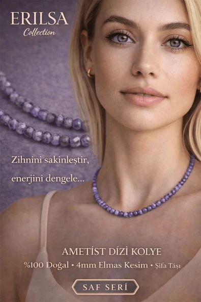 Sertifikalı Ametist Dizi Kolye - 4mm Elmas Kesim Minimal Seri Doğal Taş Kolye Kadın ürün görseli 1