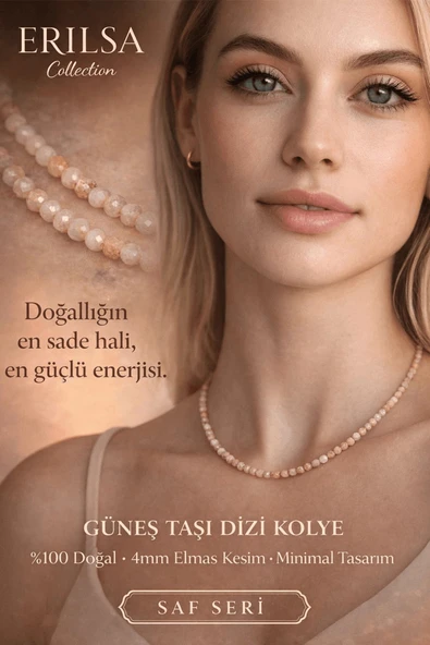 Sertifikalı Güneş Taşı Dizi Kolye - 4mm Elmas Kesim Minimal Seri Doğal Taş Kolye ürün görseli 1