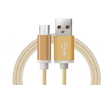 Android Örgü Şeklinde Renkli Çelik Şarj Data Kablosu - Gold - Resim 3