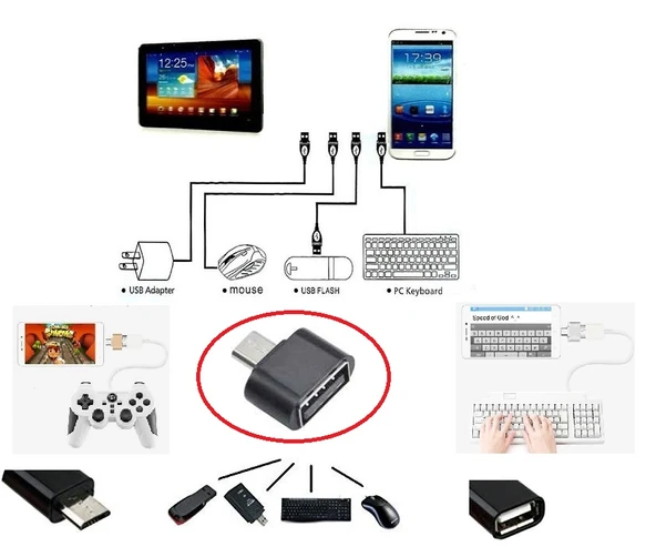 Usb to Micro USB ye Dönüştürücü - Klavye Mouse Joystick Telefona Bağlama ürün görseli 1