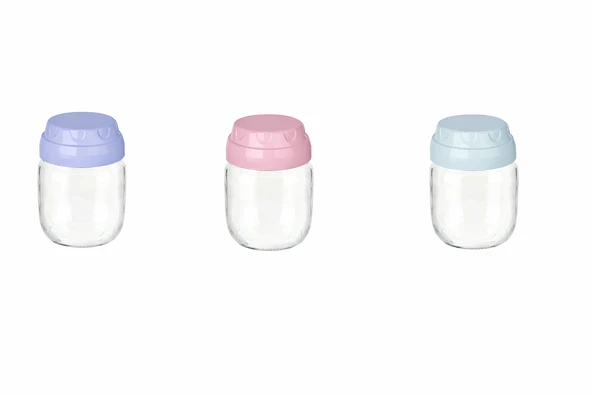 3 Adet Vintage Dekoratif Cam Kavanoz 425ml - 14,3 oz ürün görseli 1