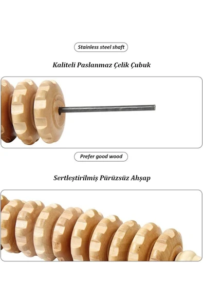 Mucit Home KİREMİT Ahşap Masaj Merdanesi Bel Boyun Sırt Bacak Masaj Aleti Selült Giderici 1.Kalite ürün görseli 1