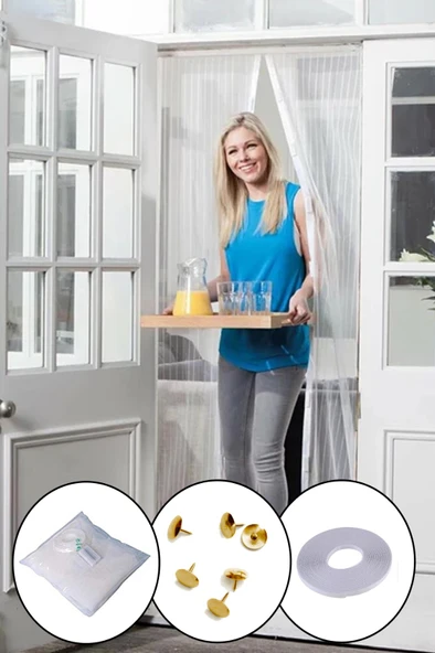 Mıknatıslı Manyetik Kapı Sinekliği Sineklik Tülü Perde (60cm x 210cm 2 Adet Tül) ürün görseli 1