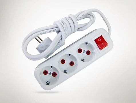 2 mt Kablolu Anahtarlı 3 lü Topraklı Grup Priz ürün görseli 1