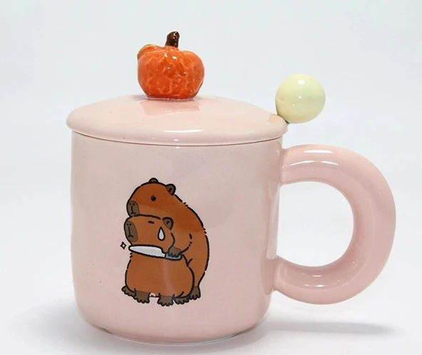 3d Capybara Desenli Porselen Kupa Bardak Alk4504 ürün görseli 1