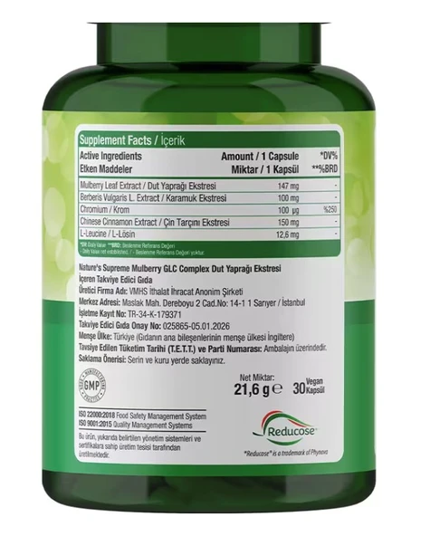 Nature's Supreme Mulberry GLC Complex 30 Kapsül - Resim 2