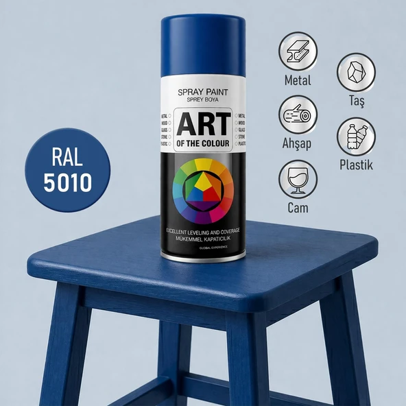 Mavi Profesyonel Sprey Boya Metal Ahşap Taş Plastik ve Cam Yüzeylere Uygun Spray Boya 400 ml RAL5010 ürün görseli 1