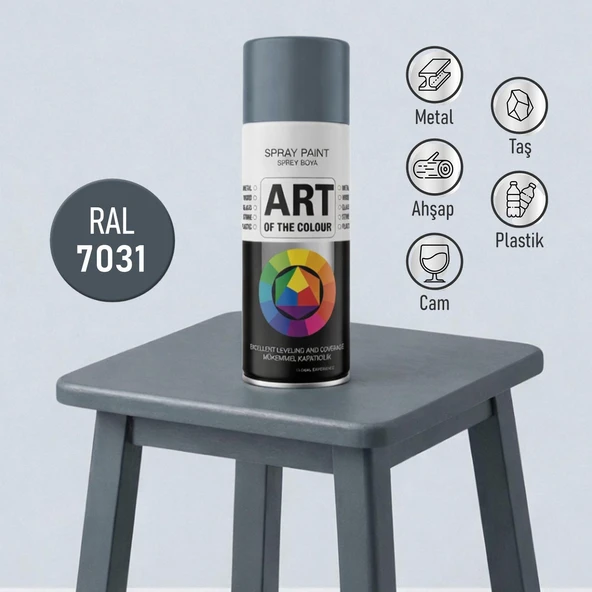 Antrasit Gri Sprey Boya Metal Ahşap Taş Plastik ve Cam Yüzeylere Uygun Spray Boya 400 ml RAL7031 ürün görseli 1