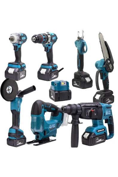 BRANZEG Sekizli Set DBML (LED Aydınlatma+ Ş.Hilti+Ş.Spral+S.Sıkma+13mm Matkap ürün görseli 1