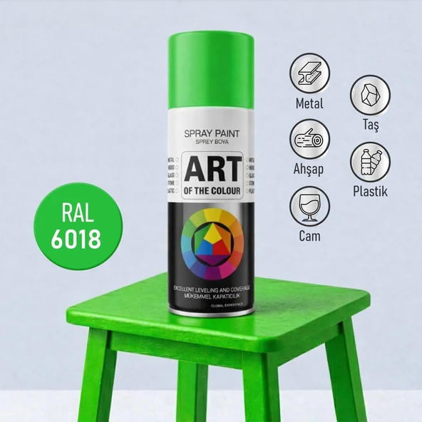 Yeşil Prof. Sprey Boya Metal Ahşap Taş Plastik ve Cam Yüzeylere Uygun Spray Boya 400 ml RAL6018 ürün görseli 1