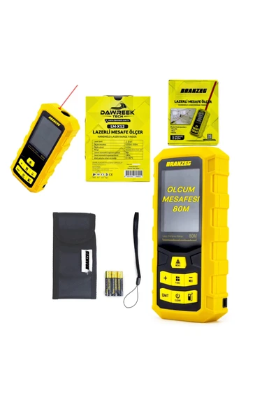 BRANZEG Lazer Metre Dijital Ölçüm Cihazı Mesafe 80m Pil Hediyeli ürün görseli 1