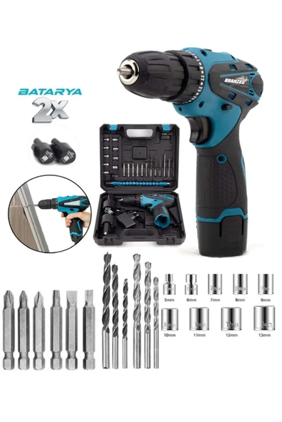BRANZEG 12V Setli Akülü Vidalama Metal Sanzuman Sarjlı Matkap ürün görseli 1