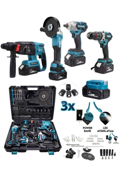 BRANZEG 36V 5li Beşli Sarjlı Matkap Seti Somun Sıkma Hilti Darbeli Matkap Spiral Powerbank 3x Batarya ürün görseli 1
