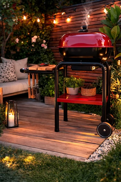 DORELLO Kapaklı Kömürlü Barbekü Mangal Tekerlekli Bahçe ve Balkon Mangalı ürün görseli 1