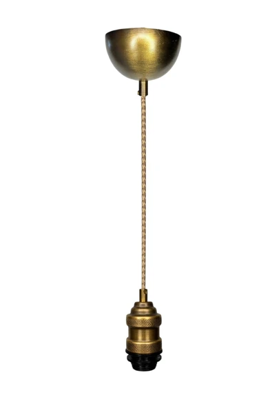 Dekoratif Sarkıt Avize Başlığı Takılabilir E27 Duy 70cm Metal Zigzag Kumaş Örgü Kablo Eskitme B04 ürün görseli 1