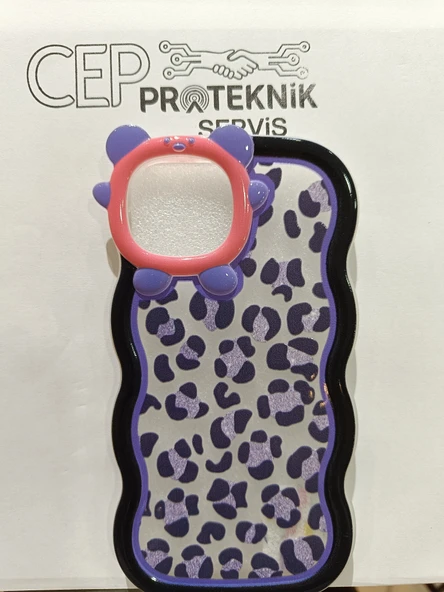 iPhone 14 kılıf şeffaf mor benekli ürün görseli 1