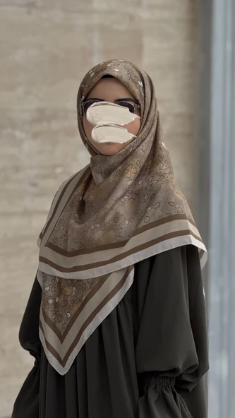 Pamuklu Soft Minâ Desen Eşarp-Yosun - Resim 10