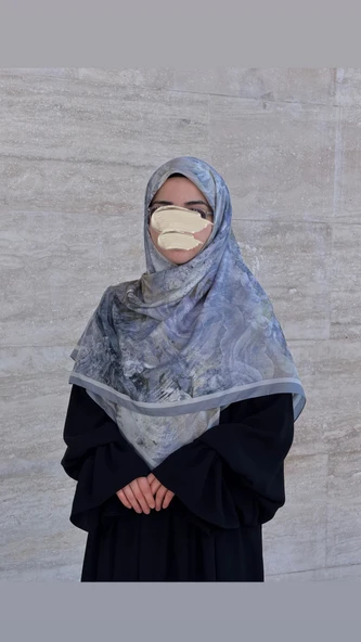 Pamuklu Soft Âlâ  Desen Eşarp-Gümüş ürün görseli 1