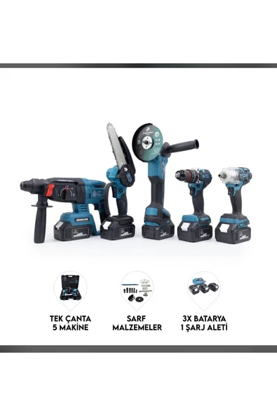 Kimmeer Plus 21V 5’li Akülü Set | Taşlama – Hilti – Testere – Vidalama | Profesyonel Seri ürün görseli 1