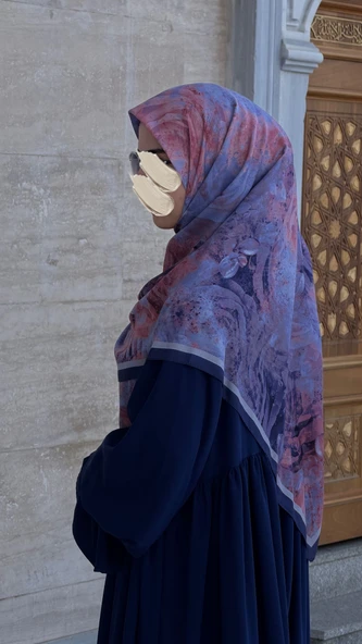 Pamuklu Soft Âlâ  Desen Eşarp-Morcivert - Resim 12