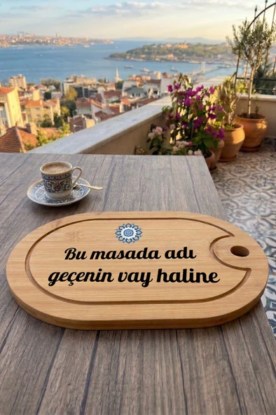 Kahve Keyfi Temalı Afilli Kahve Sunum Tablası (Figür 15) ürün görseli 1