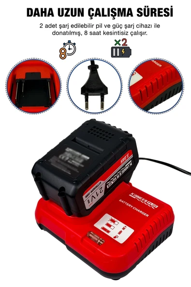 KİMMEER PLUS Şarz cihazı ve 2 Adet 21 Volt 3 Amper pil KİMMEER -Asur-Dawreek ile uyumlu ürün görseli 1