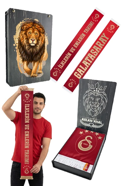 GALATASARAY İLKLERİN ve ENLERİN TAKIMI ŞAL ATKI UV KUTU HEDİYELİ ürün görseli 1