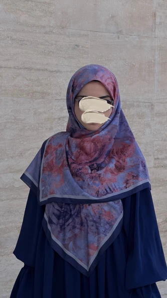 Pamuklu Soft Âlâ  Desen Eşarp-Morcivert - Resim 10