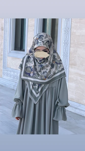 Pamuklu Soft Nazenin Desen Eşarp-Mint ürün görseli 1