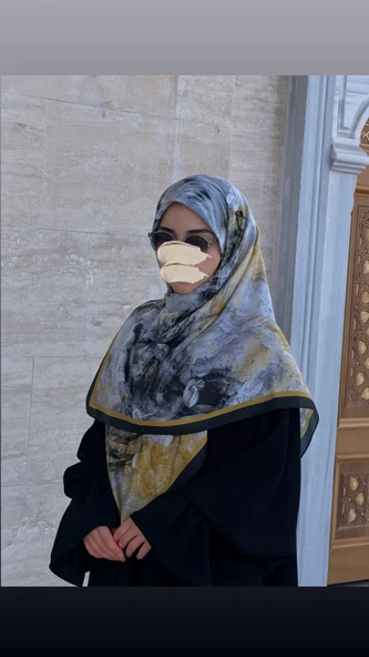 Pamuklu Soft Âlâ  Desen Eşarp-Siyah - Resim 10