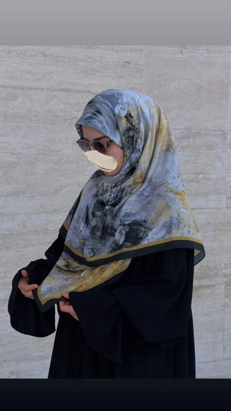 Pamuklu Soft Âlâ  Desen Eşarp-Siyah ürün görseli 1