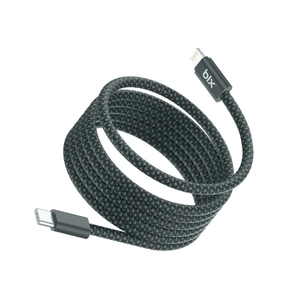 Bix T4CL-BK 1 Metre Siyah 27W Type C to Lightning Şarj Kablosu, Manyetik Tasarımlı Örgülü Hızlı Şarj ve Data Kablosu, (Tüm Lightning iphone ve ipad ile Tam Uyumluluk) ürün görseli 1
