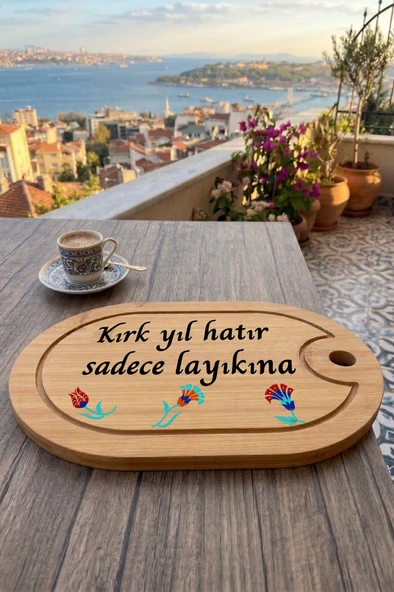 Kahve Keyfi Temalı Afilli Kahve Sunum Tablası (Figür 17) ürün görseli 1