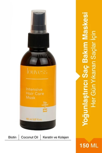 Louvess Yoğun Saç Bakım Maskesi (Biotin - Keratin ve Kolajen - Hindistan Cevizi Yağı - 150 ML) ürün görseli 1